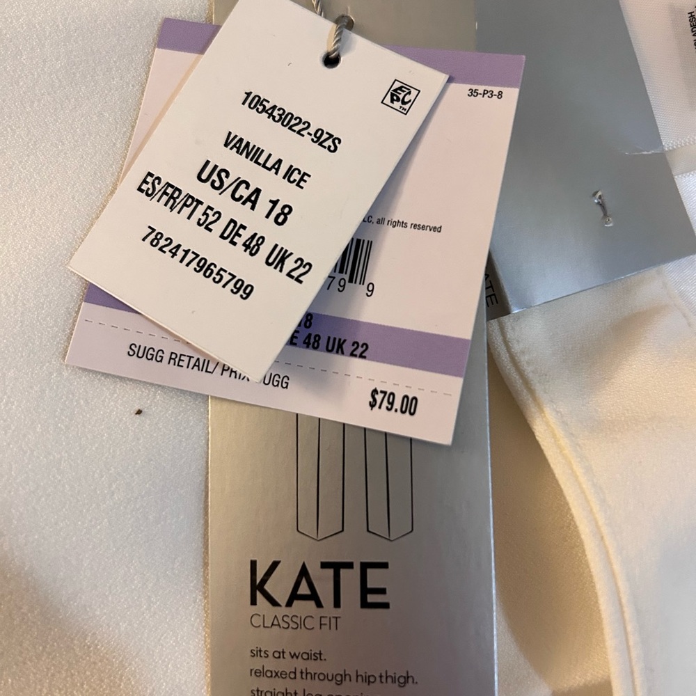 KATE Classic Fit Pants in Vanilla Ice